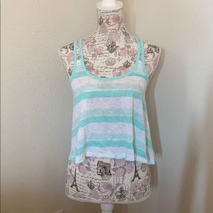 Hollister Teal & White Juniors Crop Tank